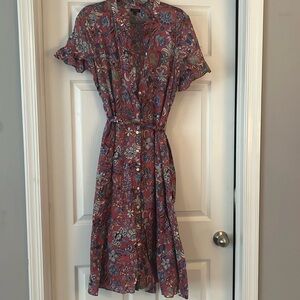 TALBOTS MAUVE FLORAL COTTON DRESS 16